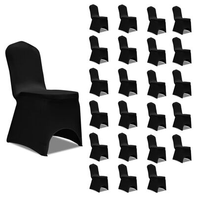 vidaXL krēslu pārvalki, 24 gab., melns elastīgs audums