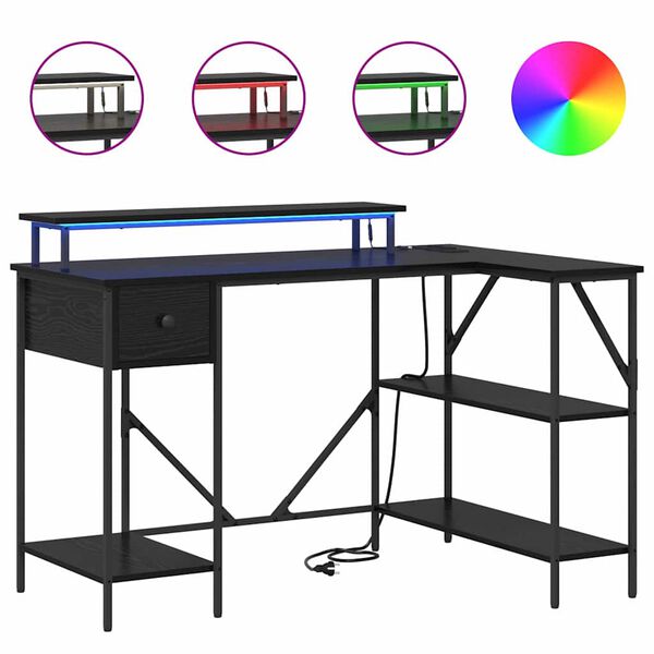 vidaXL Galds Melns ozolkoks 120 x 79 x 86,5 cm Inženierijas koks