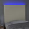 vidaXL gultas galvgalis ar LED, 90x5x118/128 cm, krēmkrāsas