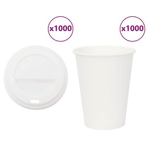 vidaXL papīra kafijas krūzes ar vākiem 1000 gab. 12 unces 300 ml