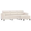 vidaXL trīsvietīgs dīvāns, kājsoliņ&scaron;, 210cm, bē&scaron;s mikro&scaron;ķiedras audums