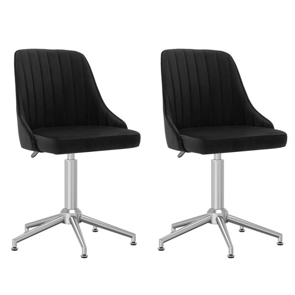 vidaXL grozāmi virtuves krēsli, 2 gab., melns samts