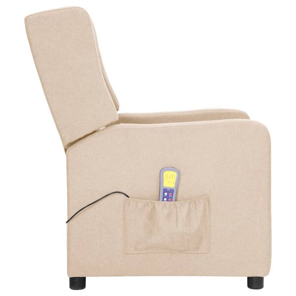 vidaXL masāžas krēsls, krēmkrāsas audums