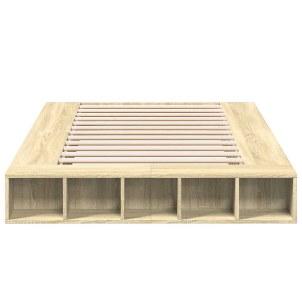 vidaXL gultas rāmis, ozolkoka krāsā, 140x190 cm, inženierijas koks