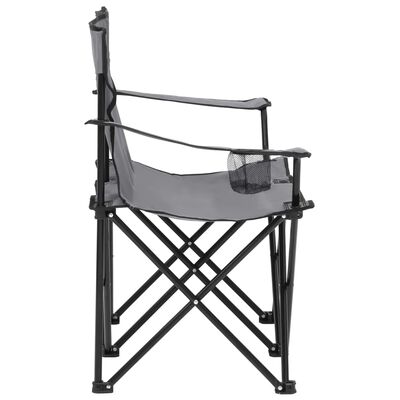vidaXL divvietīgs kempinga krēsls, salokāms, tērauds un audums, pelēks