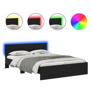 vidaXL Gultas rāmis Melns ozolkoks 140 x 200 cm Inženierijas koks