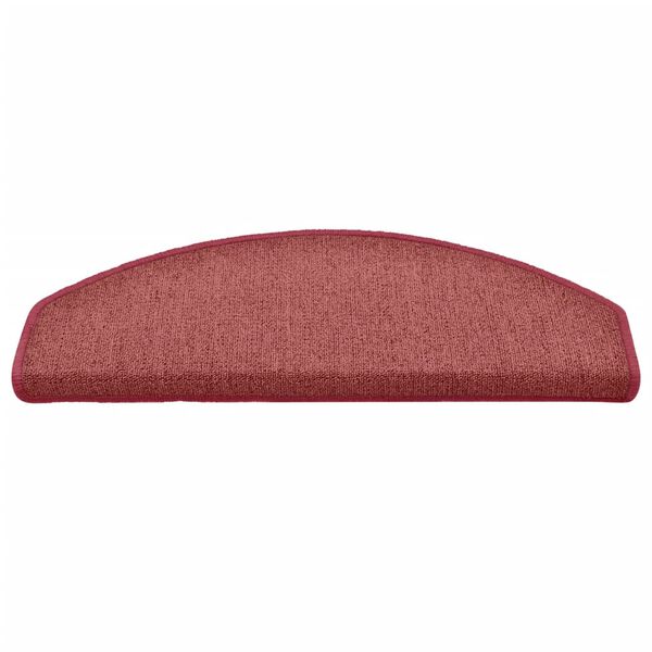 vidaXL kāpņu paklājiņi, 15 gab., 65x24x4 cm, bordo krāsas, pusapaļi, lieli