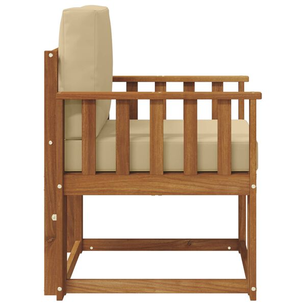 vidaXL Āra dīvāns Cieta akācijas koks un poliesters Dabiska