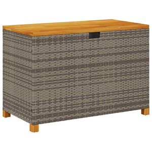 vidaXL dārza uzglabā&scaron;anas kaste, pelēka, 110x55x63 cm, PE rotangpalma