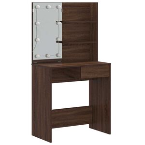 vidaXL spoguļgaldiņ&scaron; ar LED, ozolkoka krāsa, 74,5x40x141 cm