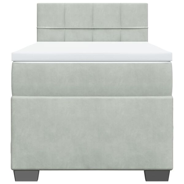 vidaXL atsperu gulta ar matraci, gai&scaron;i pelēka samts, 100x200 cm