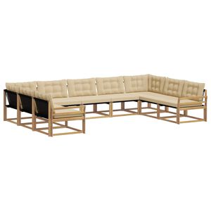 vidaXL Āra dīvānu komplekts ar spilvenu 9 pcs Baltais un Beidzis