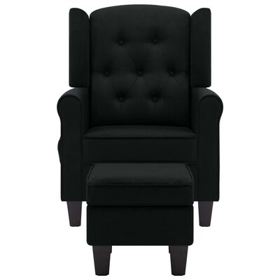 vidaXL masāžas krēsls ar kāju soliņu, melns audums