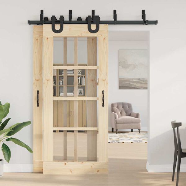 vidaXL bīdāmo durvju sistēma, 183 cm, melns tērauds