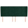 vidaXL galvgalis ar malām, 183x23x118/128 cm, tum&scaron;i zaļ&scaron; samts