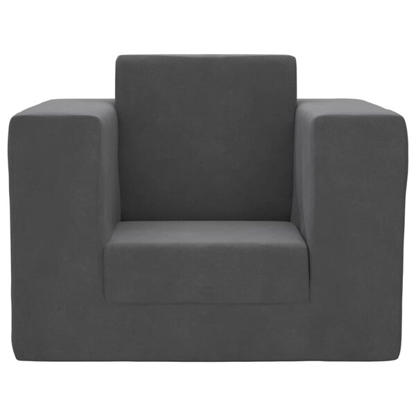 vidaXL bērnu dīvāngulta, antracītpelēka, mīksts plīšs