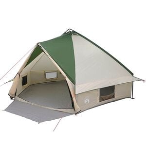 vidaXL Teepee telts 10 personām 10 personai Zaļ&scaron; un balts