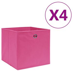 vidaXL uzglabā&scaron;anas kastes, 4 gab., 28x28x28 cm, rozā neausts audums