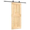 vidaXL Slīdo&scaron;ās durvis Dabiska un melna 85 x 210 cm Cieta priedes koks