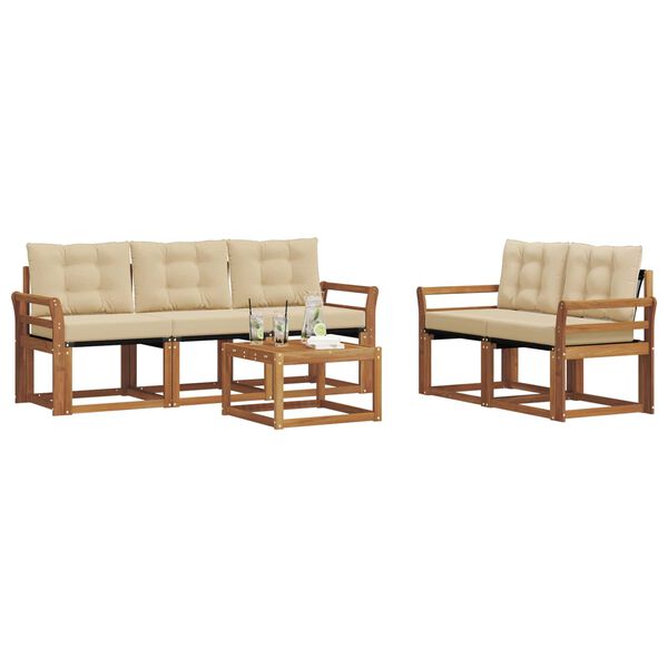 vidaXL Āra dīvānu komplekts ar spilvenu 6 pcs Dabisks un bē&scaron;s