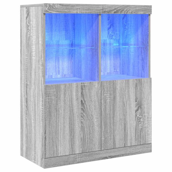 vidaXL kumode, pelēka ozolkoka krāsa, 81x37x100 cm, inženierijas koks