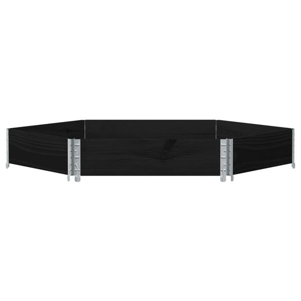 vidaXL puķu kaste, sešstūra, melna, 160x160 cm, priedes masīvkoks