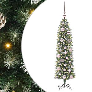 vidaXL Mākslīgs slaids Ziemassvētku koks Zaļ&scaron; un balts 120 cm