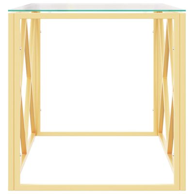 vidaXL kafijas galdiņš, 110x45x45 cm, nerūsējošs tērauds un stikls