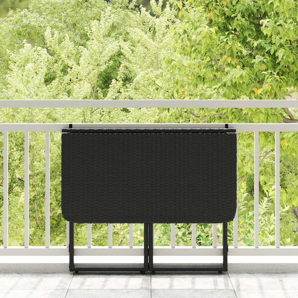 vidaXL Saliekamais dārza galds Melns 90x51x75 cm Poly Rattan