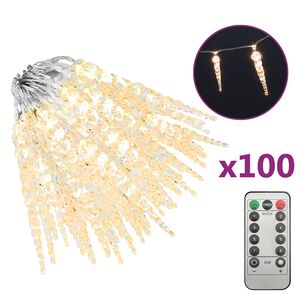 vidaXL Ziemassvētku lāsteku lampiņa, 100 LED, silti balta, 10 m, akrils, PVC