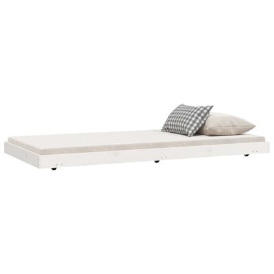 vidaXL gultas rāmis, balts, 75x190 cm, priedes masīvkoks