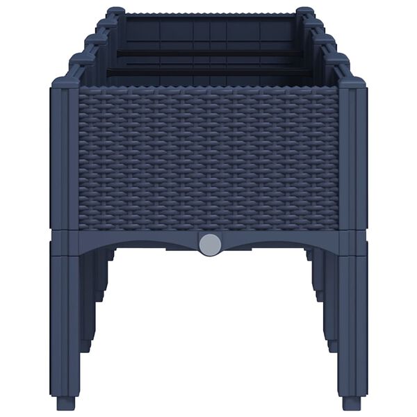 vidaXL dārza puķu kaste ar kājām, zili pelēka, 160x40x42 cm, PP