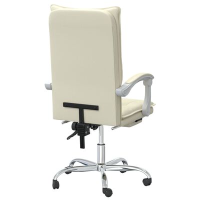 vidaXL biroja krēsls, atgāžams, krēmkrāsas mākslīgā āda