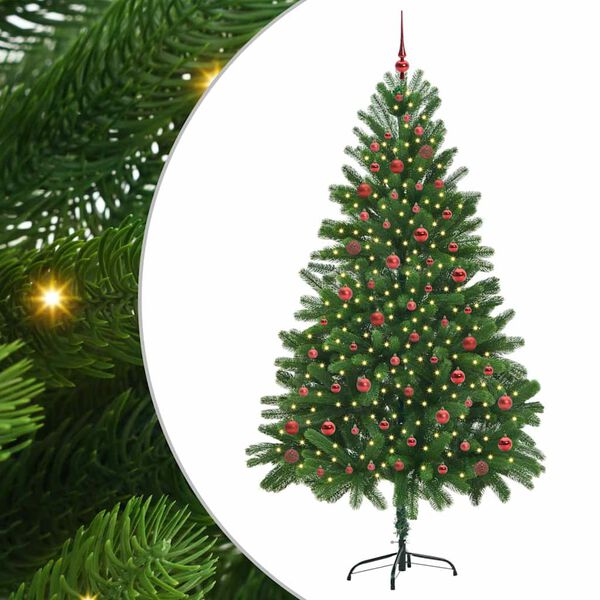 vidaXL Ziemassvētku eglīte su 300 LED ar statīvu Zaļa 210 cm PE