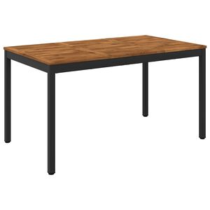 vidaXL Dārza vakariņu galds Dabiska un melna 141 x 80,5 x 75 cm