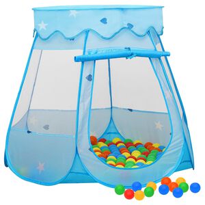 vidaXL rotaļu telts ar 250 bumbiņām, zila, 102x102x82 cm