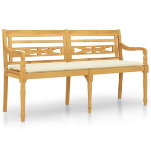 vidaXL sols ar krēmkrāsas matraci, 150 cm, masīvs tīkkoks