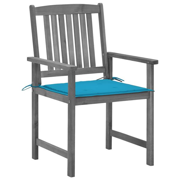 vidaXL dārza krēsli ar matračiem, 4 gab., akācijas masīvkoks, pelēki