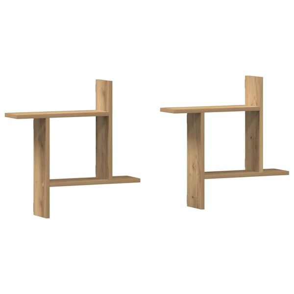 vidaXL sienas plaukti, 2 gab., 50x12x50 cm, inženierijas koks