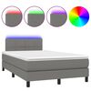 vidaXL atsperu gulta ar matraci, LED, tum&scaron;i pelēka audums, 120x190 cm