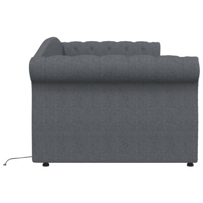 vidaXL dīvāngulta ar matraci, USB, tumši pelēks audums, 90x200 cm