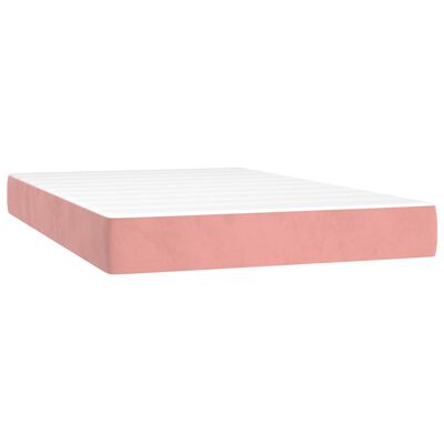 vidaXL atsperu gulta ar matraci, LED, rozā samts, 120x200 cm