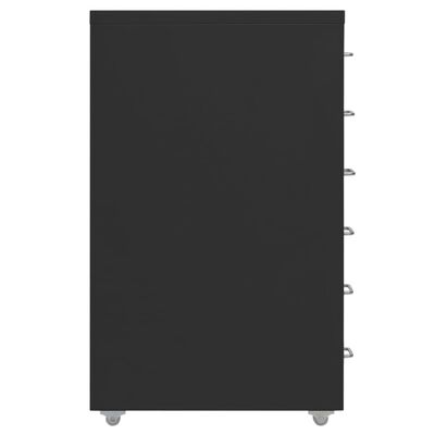 vidaXL failu skapis ar riteņiem, melns, 28x41x69 cm, metāls