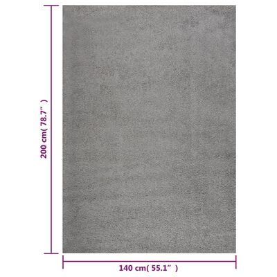 vidaXL paklājs, Shaggy, pinkains, pelēks, 140x200 cm