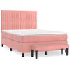 vidaXL atsperu gulta ar matraci, rozā samts, 140x200 cm