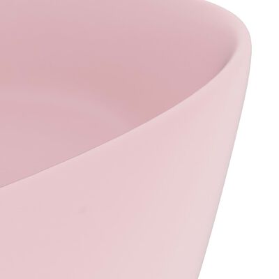 vidaXL izlietne, apaļa, 40x15 cm, matēta rozā keramika