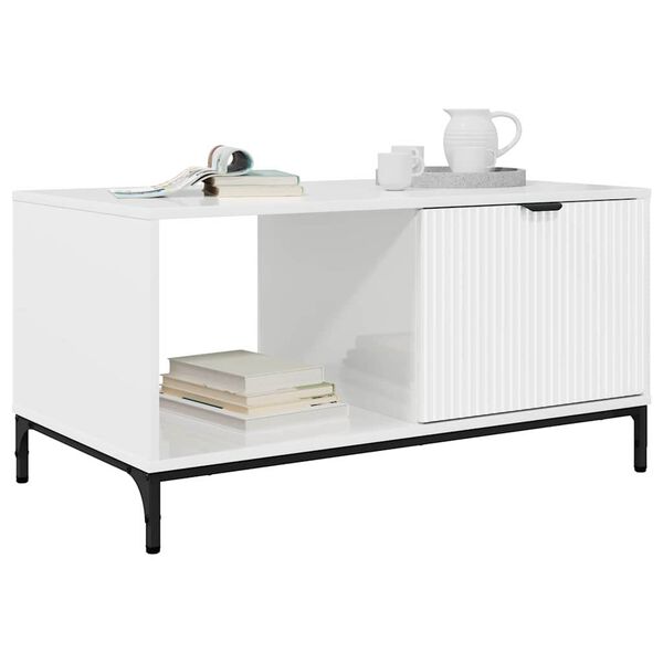 vidaXL Kafijas galdiņ&scaron; Augsta spīduma baltā krāsa 90 x 49 x 46 cm