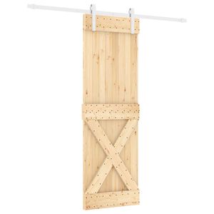vidaXL Slīdo&scaron;ās durvis Dabisks un balts 70 x 210 cm Cieta priedes koks