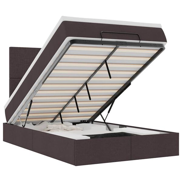 vidaXL Osmaņu gultas rāmis ar matrača tum&scaron;i pelēks 120x190cm audums