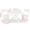 vidaXL 3-daļīgs bistro mēbeļu komplekts, saliekams, plastmasa, balts